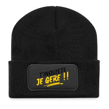Keine Sorge, ich werde mich darum kümmern!! - Recycelte Patch Beanie - Schwarz - Vorne