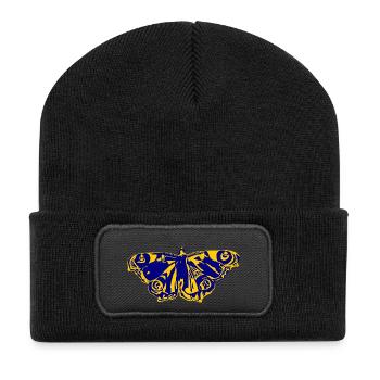 Blue-yellow butterfly – symbol of lightness - Recycled Patch Beanie - black - Front