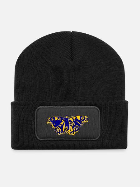 Blue-yellow butterfly – symbol of lightness - Recycled Patch Beanie - black