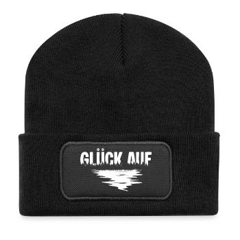 Erzgebirge Gruss Glueck auf - Recycelte Patch Beanie - Schwarz - Vorne