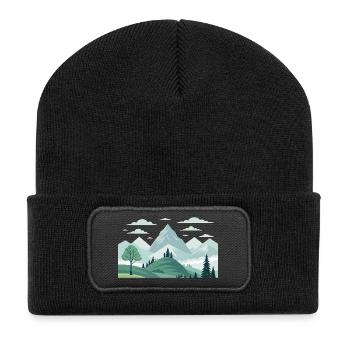 Gebirge - Recycelte Patch Beanie - Schwarz - Vorne