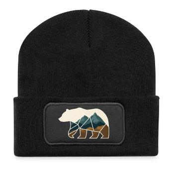 Bear Design Geometric - Recycled Patch Beanie - black - Front