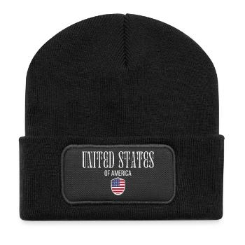 Originally from the USA, born in America - Recycled Patch Beanie - black - Front