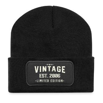 20 Years 2006 Vintage Birthday Gift - Recycled Patch Beanie - black - Front