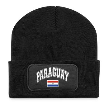 Paraguay Flagge - Recycelte Patch Beanie - Schwarz - Vorne