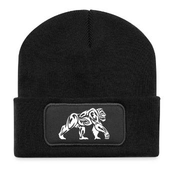 Gorille Tribal - Beanie recyclé à patch - noir - Devant