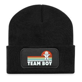 Team Boy Weihnachten - Recycelte Patch Beanie - Schwarz - Vorne