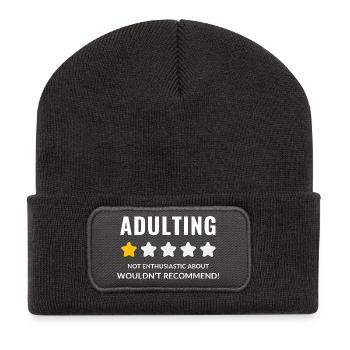 Skeptical Adulting Badge Design - Recycled Patch Beanie - dark grey - Front