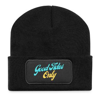 Good Tides Only Inspirational Lettering - Recycled Patch Beanie - black - Front