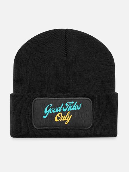 Good Tides Uniquement Lettrage inspirant - Beanie recyclé à patch - noir