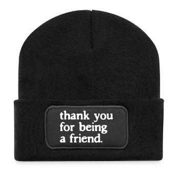 Merci d'être un ami Cadeau d'amitié - Beanie recyclé à patch - noir - Devant
