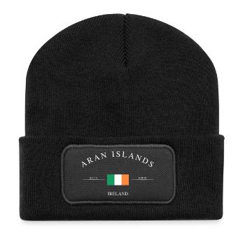 Aran Islands Ireland – Holiday Souvenir &amp; Gift - Recycled Patch Beanie - black - Front