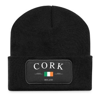 Cork Ireland – Holiday Souvenir &amp; Gift - Recycled Patch Beanie - black - Front