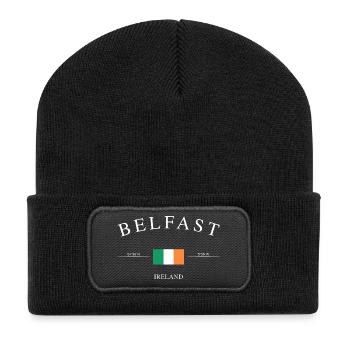 Belfast Northern Ireland – Holiday Souvenir & Gift - Recycled Patch Beanie - black - Front