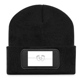 Empreintes de pas sincères avec détail en forme de cœur - Beanie recyclé à patch - noir - Devant