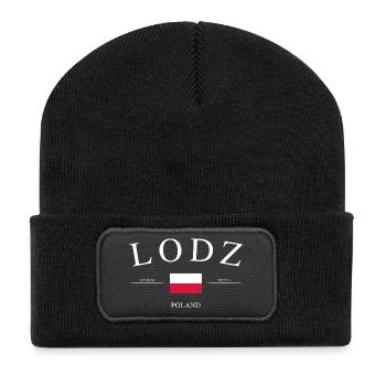 Łódź, Pologne – Souvenir et cadeau des Fêtes - Beanie recyclé à patch - noir - Devant