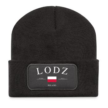 Łódź, Pologne – Souvenir et cadeau des Fêtes - Beanie recyclé à patch - charbon - Devant