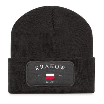 Cracovie, Pologne – Souvenir et cadeau des Fêtes - Beanie recyclé à patch - charbon - Devant