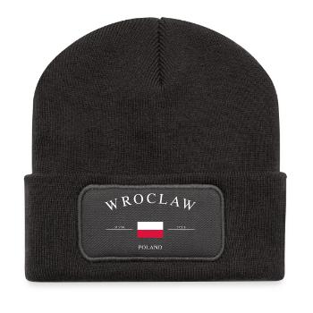 Wrocław, Pologne – Souvenir et cadeau de vacances - Beanie recyclé à patch - charbon - Devant