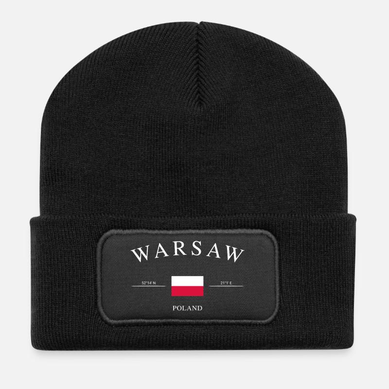 Warsaw Polen – Urlaub Souvenir & Geschenk - Recycelte Patch Beanie - Schwarz