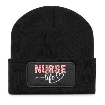 Krankenschwester, Nurse Life - Recycelte Patch Beanie - Schwarz - Vorne