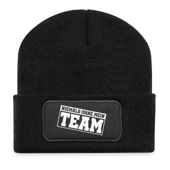 niemals_ohne_mein_team_- - Beanie recyclé à patch - noir - Devant