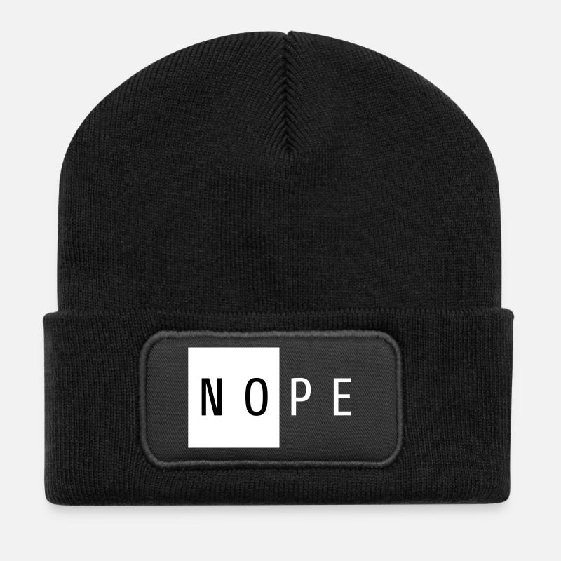 Nope White Geschenk - Recycelte Patch Beanie - Schwarz