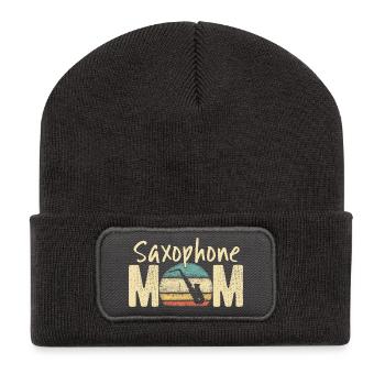 Saxophon Mama Retro Vintage Marching Band Design - Recycelte Patch Beanie - Dunkelgrau - Vorne