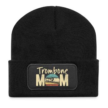 Posaune Mama Retro Vintage Marching Band Design - Recycelte Patch Beanie - Schwarz - Vorne