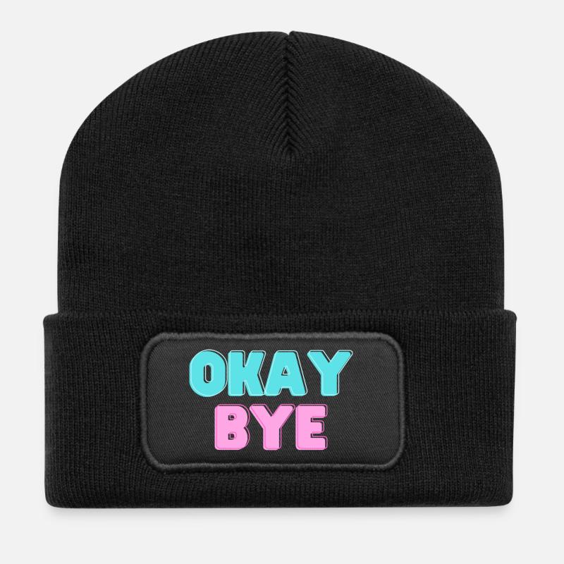 OKAY BYE - Recycelte Patch Beanie - Schwarz