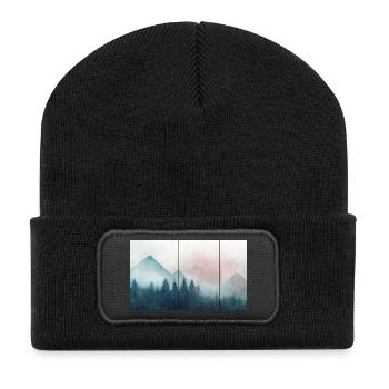 Berge Vintage - Recycelte Patch Beanie - Schwarz - Vorne