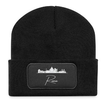 Rom Skyline, Rom Italien - Recycelte Patch Beanie - Schwarz - Vorne