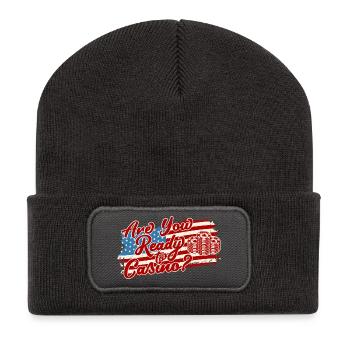 Fan de jeux d’argent Êtes-vous prêt à jouer au casino - Beanie recyclé à patch - charbon - Devant