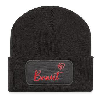 Conception de cœur de mariée romantique pour mariage et JG - Beanie recyclé à patch - charbon - Devant