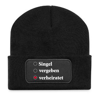 Relationship Status Selection Single - Married Heart - Recycled Patch Beanie - black - Front