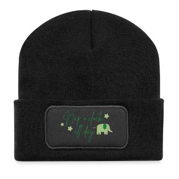 Nap o'clock all day Elephant green - Recycled Patch Beanie - black - Front