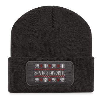Santa's Favorite Weihnachtspullover Schneeflocken - Recycelte Patch Beanie - Dunkelgrau - Vorne