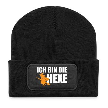 Ich bin die Hexe lustiges Faschingspartner-Kostüm  - Recycelte Patch Beanie - Schwarz - Vorne