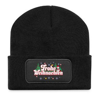 Joyeux Noël - Beanie recyclé à patch - noir - Devant