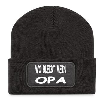 Opa - Recycelte Patch Beanie - Dunkelgrau - Vorne