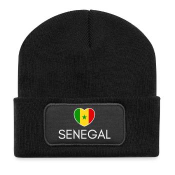 Heart with Senegalese flag, Senegalese pride - Recycled Patch Beanie - black - Front