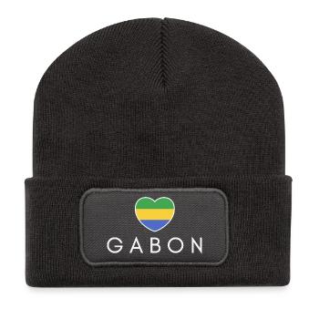 Heart with Gabonese flag, Gabonese pride - Recycled Patch Beanie - dark grey - Front