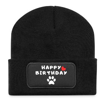 Happy Birthday dog - Recycled Patch Beanie - black - Front