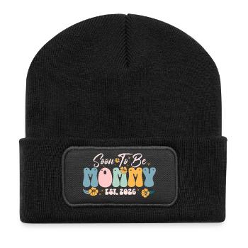 Bald Mama Est 2026 Blumen - Recycelte Patch Beanie - Schwarz - Vorne