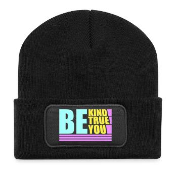 Sois gentil, sois sincère, sois toi-même, un amour de soi inspirant - Beanie recyclé à patch - noir - Devant