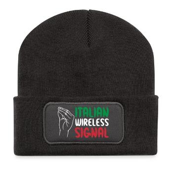 Italian Wireless Signal Italien Italiener WLAN - Recycelte Patch Beanie - Dunkelgrau - Vorne