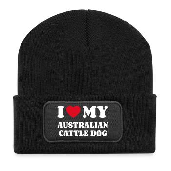 I Love My Australian Cattle Dog Dog Owner - Recycled Patch Beanie - black - Front