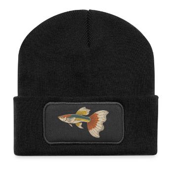 Colored Goldfish Vintage Print - Recycled Patch Beanie - black - Front