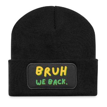 Mec, on soutient le lettrage rétro - Beanie recyclé à patch - noir - Devant