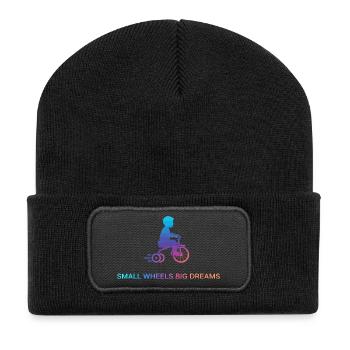Petites roues : grands rêves - Beanie recyclé à patch - noir - Devant